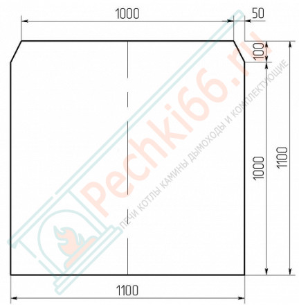 Стекло под печь камин SPK-4 прозрачное 1100х1100х6 мм