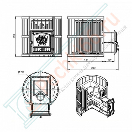 Чугунная печь для бани Эверест 24 Ковка (281) (Everest)