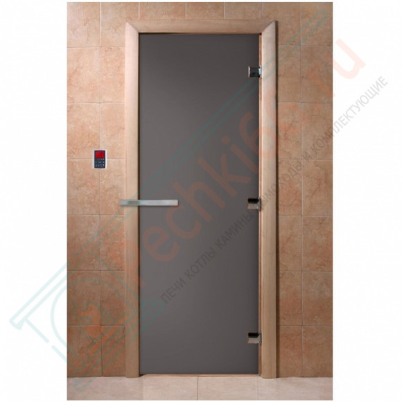 Стеклянная дверь для бани "Затмение" графит матовый 1900х700 (DoorWood) в Перми
