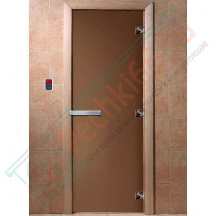 Дверь стеклянная для бани, бронза матовая 2100х900 (DoorWood)