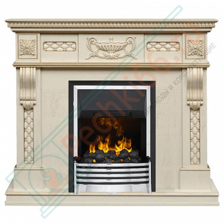 Каминокомплект Corsica - Слоновая кость с патиной (Ширина 1100) с электрическим очагом Flagstaff