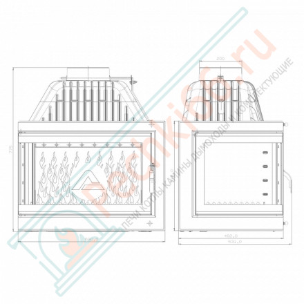 Чугунная топка W17 LB, с левым стеклом 16.1 kW (Kaw-Met)