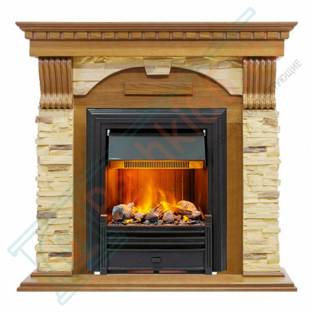 Электрокаминокомплект Dublin - Дуб / Сланец с очагом Brookline Black