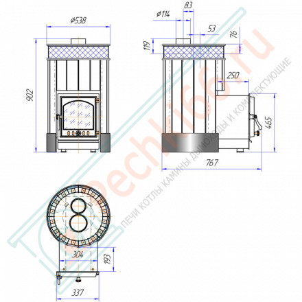 Печь для бани Услада Керама 20К, с чугунной дверцей (Жара)