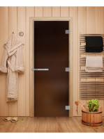 Дверь для бани и сауны Эталон, матовая бронза 10мм, 200х80 см (по коробке) (DoorWood)