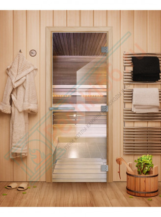 Дверь для бани и сауны Эталон, прозрачная 10мм, 190х70 см (по коробке) (DoorWood)