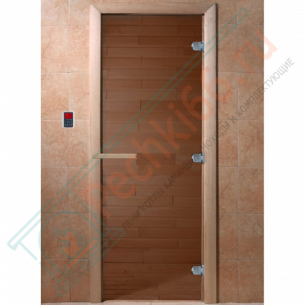 Дверь стеклянная для бани "Теплый день" бронза прозрачная, 2000х800 (DoorWood)