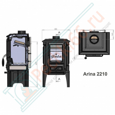 Чугунная печь-камин Arina-2110 высокая (Guca)