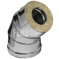 Сэндвич колено 45° (НЕРЖ-430/0,8-ОЦИНК/0,5) d-120/200 (Ferrum HF-Z)