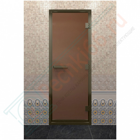Дверь для хамама в бронзовом профиле, бронза матовая 200x70 (DoorWood) в Перми