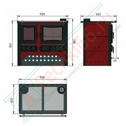 Печь-плита GULIVER BORDO правая (Guca) до 200 м3
