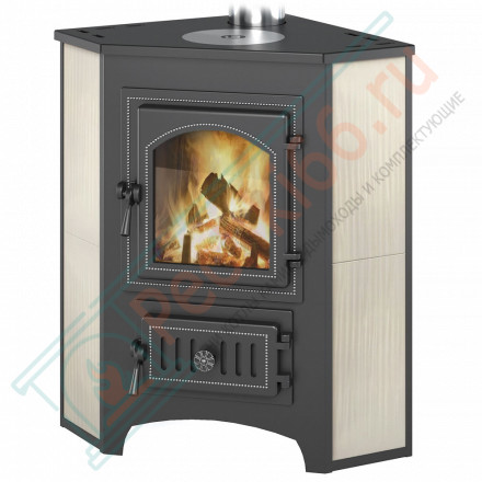Печь-камин ПК-01 (220), угловой беж. с конфоркой (Везувий) до 150 м3