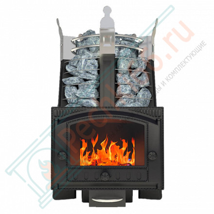 Банная печь Августа СТОУН стронг с панорамным стеклом (Добросталь)