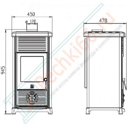 Чугунная печь-камин Maestral N, красная (Plamen)