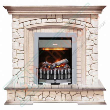 Каминокомплект Preston - Белый/Слоновая кость с патиной с очагом Danville Chrome FB2