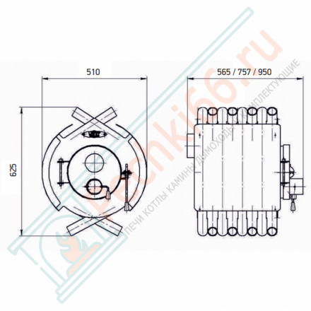 Отопительная печь Торонто 100 (УЗПО) до 100 м3