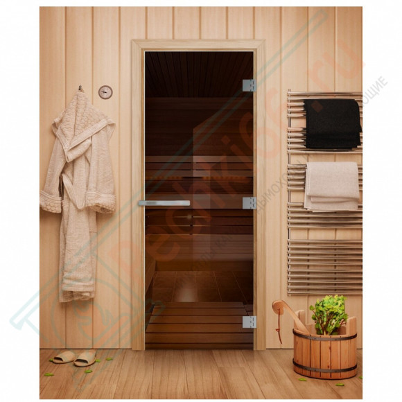 Дверь для бани и сауны Эталон Лайт, бронза, 200х80 см, стекло 8мм (DoorWood) в Перми