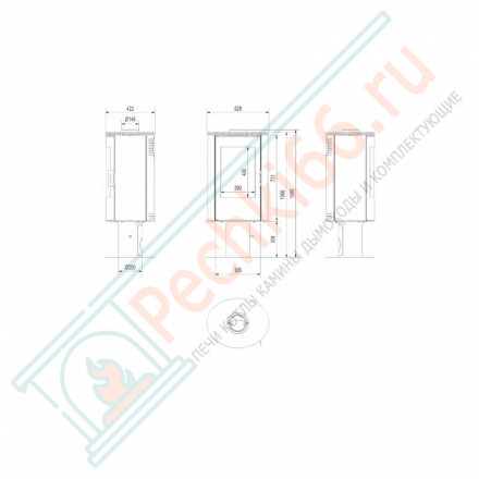 Печь-камин KOZA AB/S/N/DR/KAFEL, красный (Kratki)