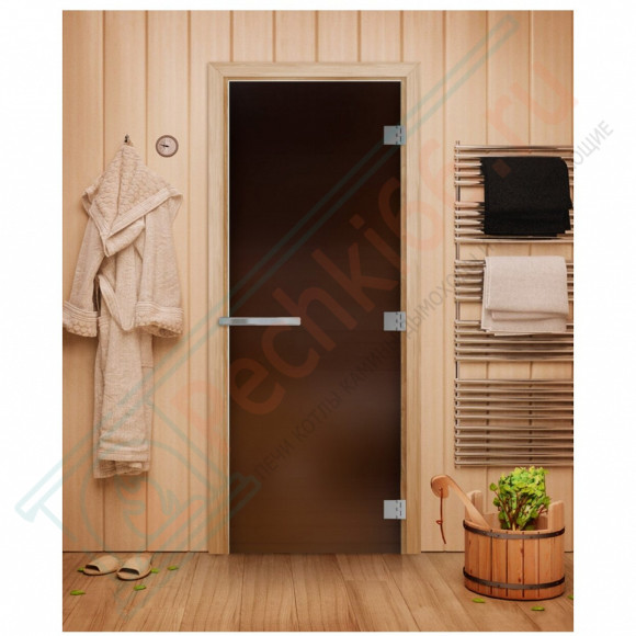 Дверь для бани и сауны Эталон Лайт, матовая бронза, 200х80 см, стекло 8мм (DoorWood) в Перми