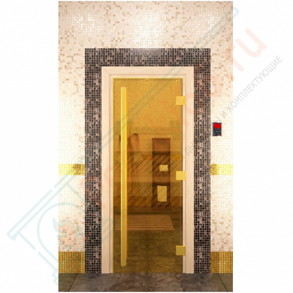 Дверь для бани и сауны Престиж золото, 2000х800 по коробке (DoorWood) в Перми