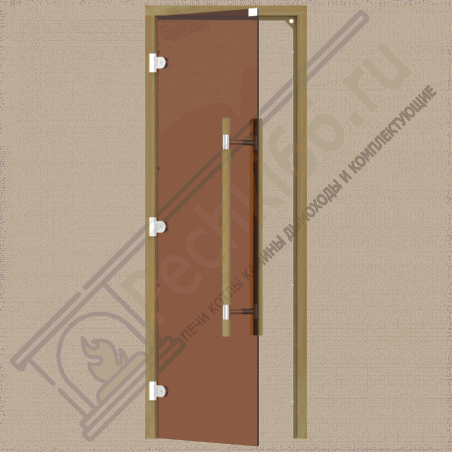 Дверь стеклянная для бани и сауны, бронза, коробка кедр, ручка с металлической вставкой 1900х700 (Sawo) 741-3SGD в Перми