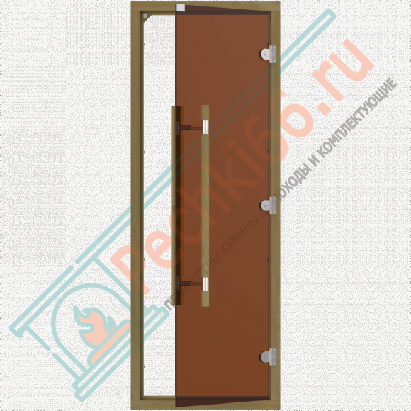 Дверь стеклянная для бани и сауны, бронза с порогом, коробка кедр, ручка с металлической вставкой 1900х700 (Sawo) 741-4SGD в Перми