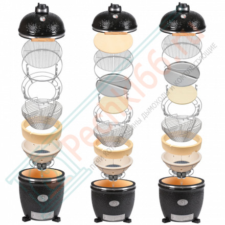 Гриль из керамики с ножками и столиками Le Chef Black (Monolith)