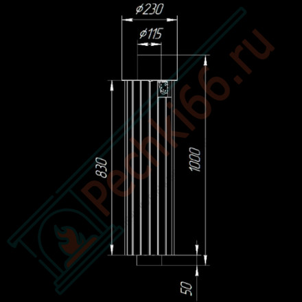 Дымоход - конвектор Жадеит перенесённый рисунок + Окаменевшее дерево, d-115, L=1000 мм (Feringer)