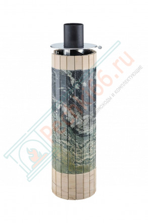 Дымоход - конвектор Жадеит перенесённый рисунок + Окаменевшее дерево, d-115, L=1000 мм (Feringer)