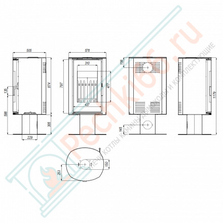 Печь-камин Orbis Top, красная сталь (Defro-Home) 9кВт