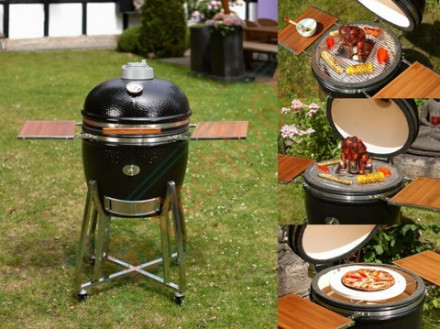 Гриль из керамики с ножками и столиками Le Chef Red (Monolith)