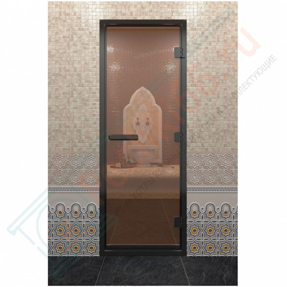 Дверь для хамама в черном профиле, бронза 2000x700 мм (DoorWood) в Перми
