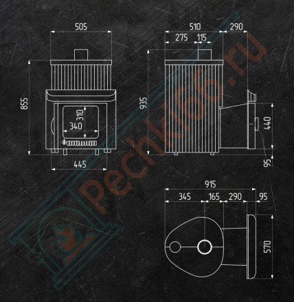 Дровяная банная печь Макси ПФ "Жадеит + Россо Леванте"(Ферингер)