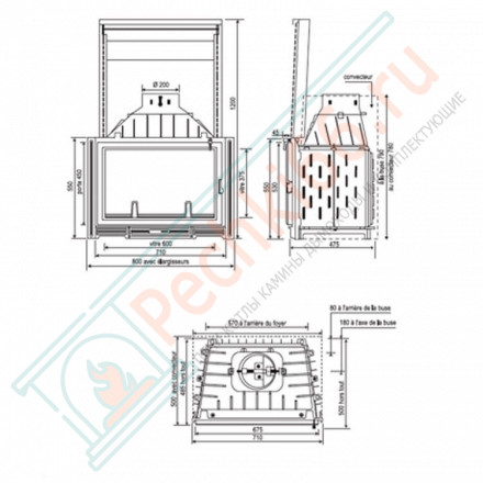 Чугунная топка SUNFLAM с открытием дверцы в стороны и с дефлектором (SEGUIN) 12 кВт