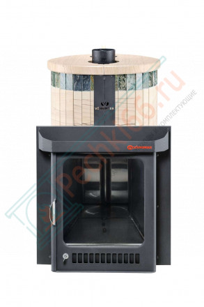 Дровяная банная печь Макси ПФ "Окаменевшее дерево перенесённый рисунок + Жадеит" (Ферингер)