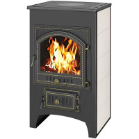 Печь-камин ПК-02-205, с плитой, бежевый (Везувий)