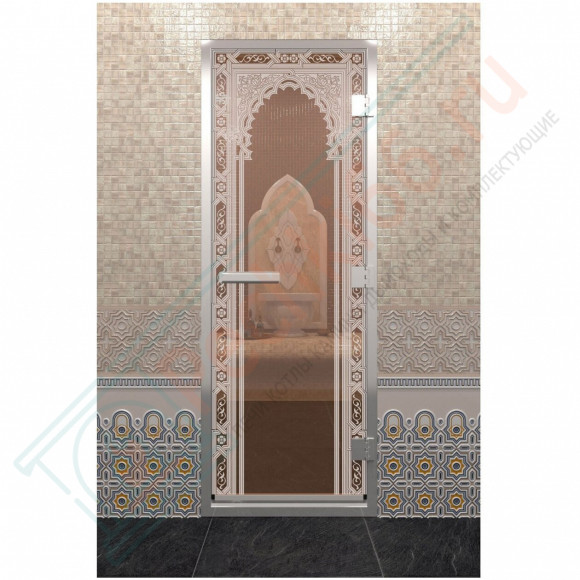 Стеклянная дверь DoorWood «Хамам Восточная Арка Бронза» 2000х800 (по коробке) в Перми