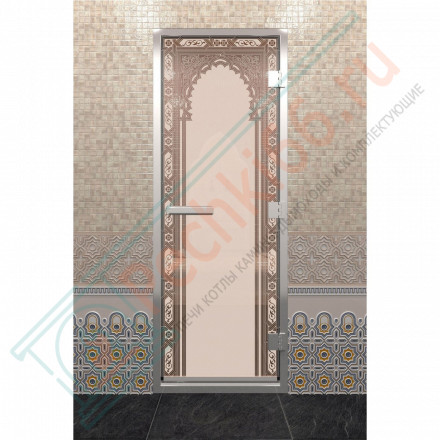 Стеклянная дверь DoorWood «Хамам Восточная Арка Бронза матовая» 200х80 (по коробке)