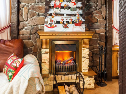 Каминокомплект электрический Pierre Luxe угловой - Темный дуб / Белый (Высота 1050мм) с очагом Danville Black FB2 (Dimplex)