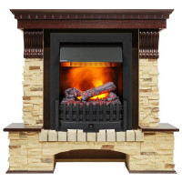 Каминокомплект электрический Pierre Luxe угловой - Темный дуб / Сланец (Высота 1050мм) с очагом Danville Black FB2 (Dimplex)