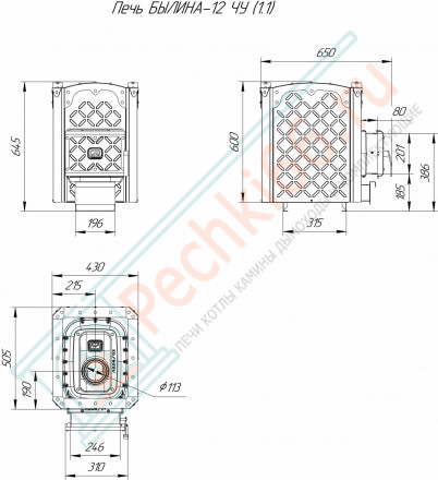 Печь для бани Былина-12 ЧУ (Теплодар)