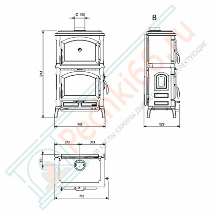 Печь-камин с духовкой Cast Iron (Isotta Forno) (La Nordica)