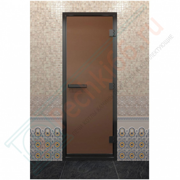Дверь для хамама в черном профиле, бронза матовая 2000x800 мм (DoorWood) в Перми