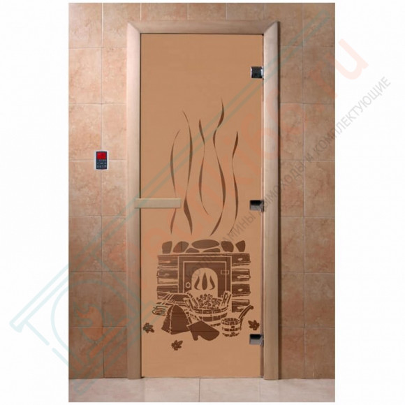 Дверь стеклянная для бани, матовая бронза, "Банька" 1900х700 (DoorWood) в Перми