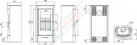 Печь-камин Orti, золотая сталь (Defro-Home) 9кВт
