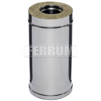 Сэндвич труба для дымохода L=0,25м (НЕРЖ-430/0,8-НЕРЖ-430/0,5) d-130/200 (Ferrum HF)