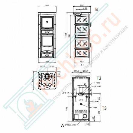 Печь-камин с водяным отоплением TermoNicoletta Forno D.S.A, цвет бежевый (La Nordica)