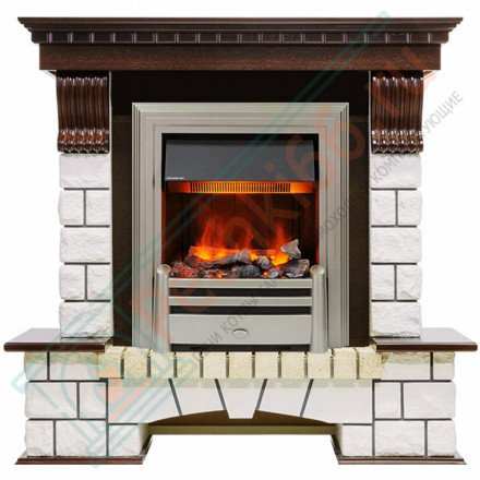 Каминокомплект электрический Pierre Luxe угловой - Темный дуб / Белый (Высота 1050мм) с очагом Chesford (Dimplex)