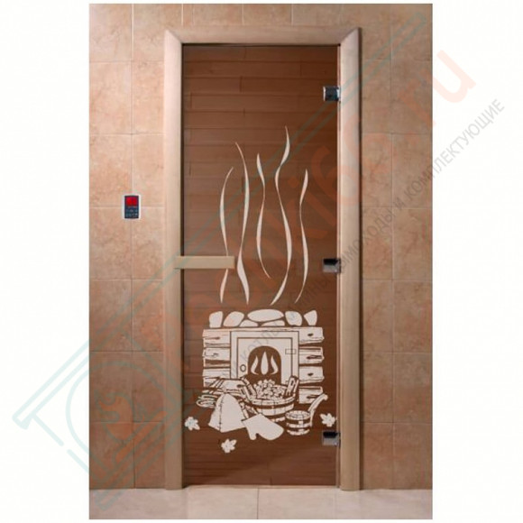 Стеклянная дверь для бани бронза прозрачная "Банька" 1900х700 (DoorWood) в Перми