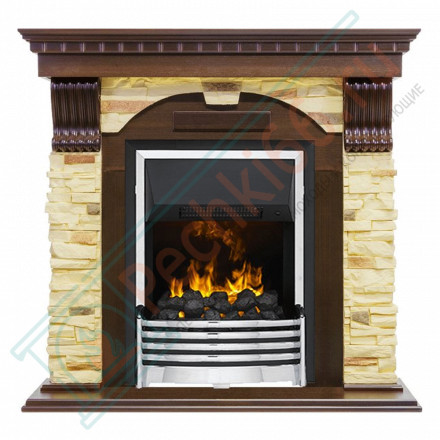 Электрокаминокомплект Dublin угловой - Темный дуб / Сланец с очагом Flagstaff